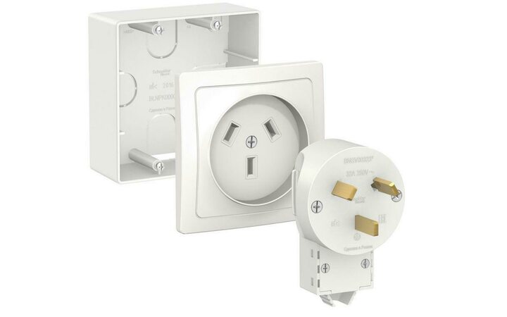 фото - Комплект силовой ОП Blanca 32А 250В (подъемная коробка + розетка + вилка) бел. SE BLNSK003231