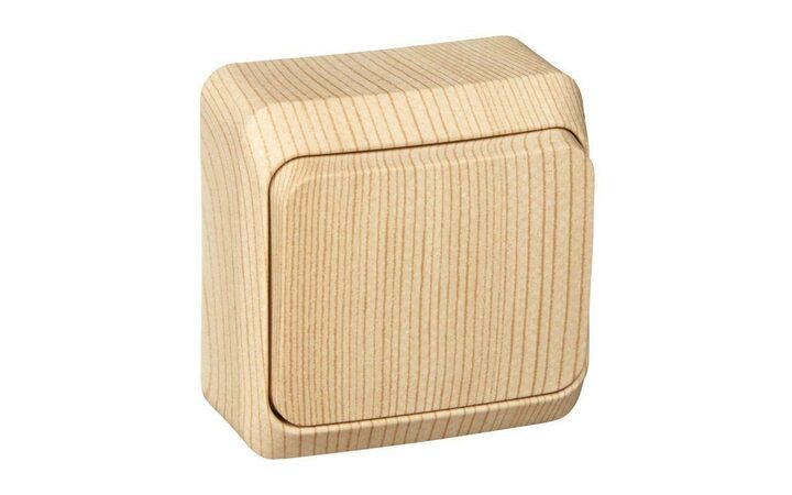 фото - Выключатель 1-кл. ОП Этюд Дача 10А IP20 сосна SE BA10-001D