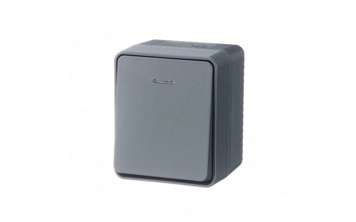 фото - Выключатель 1-кл. ОП AtlasDesign Profi54 IP54 10AX с подсветкой антрацит SE ATN544013