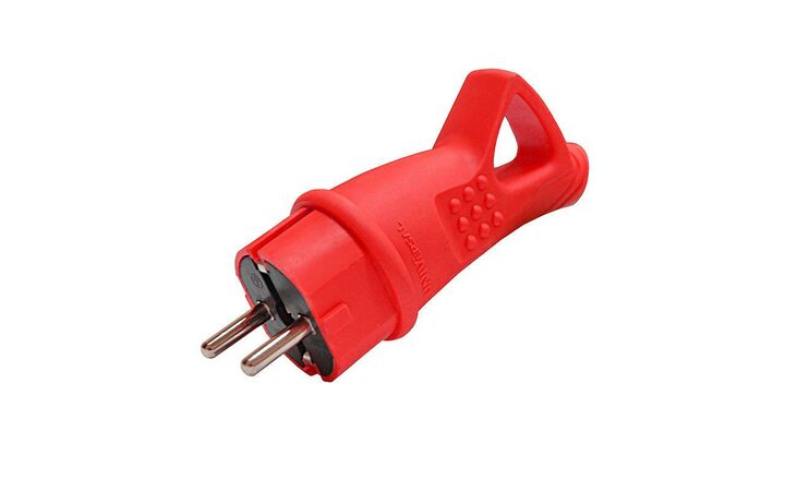 фото - Вилка электрическая 1ф 16А 250В IP44 с заземл. с ушком каучук красн. (еврослот) UNIVersal 3071
