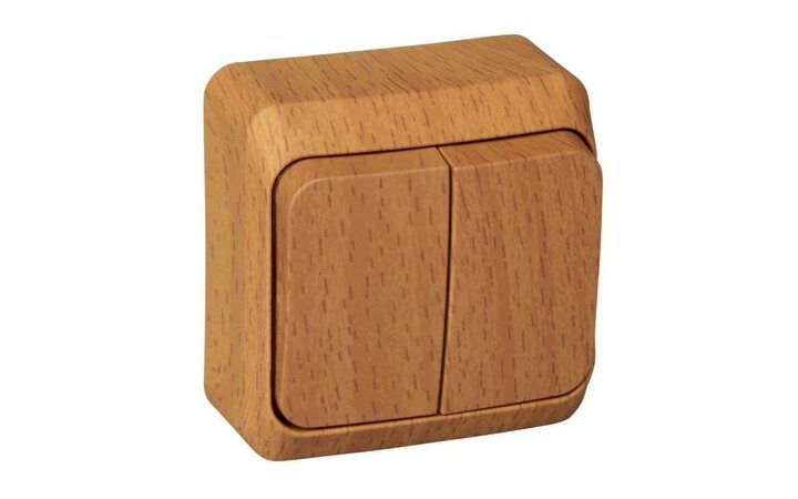 фото - Выключатель 2-кл. ОП Этюд Дача 10А IP20 бук SE BA10-002T