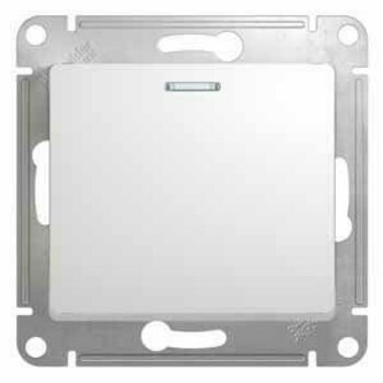 фото - Выключатель 1-кл. СП Glossa 10А IP20 (сх. 1а) 10AX с подсветкой механизм бел. SE GSL000113