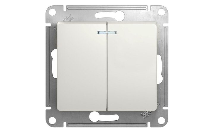 фото - Выключатель 2-кл. СП Glossa 10А IP20 (сх. 5а) 10AX с подсветкой механизм бел. SE GSL000153
