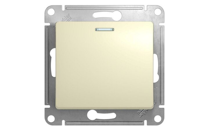фото - Выключатель 1-кл. СП Glossa 10А IP20 (сх. 1а) 10AX с подсветкой механизм беж. SE GSL000213