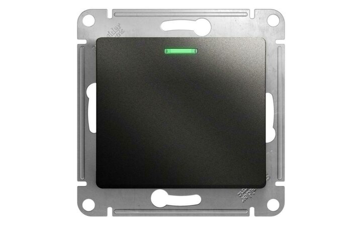 фото - Переключатель проходной 1-кл. СП Glossa 10А IP20 (сх. 6а) 10AX с подсветкой механизм антрацит SE GSL000763