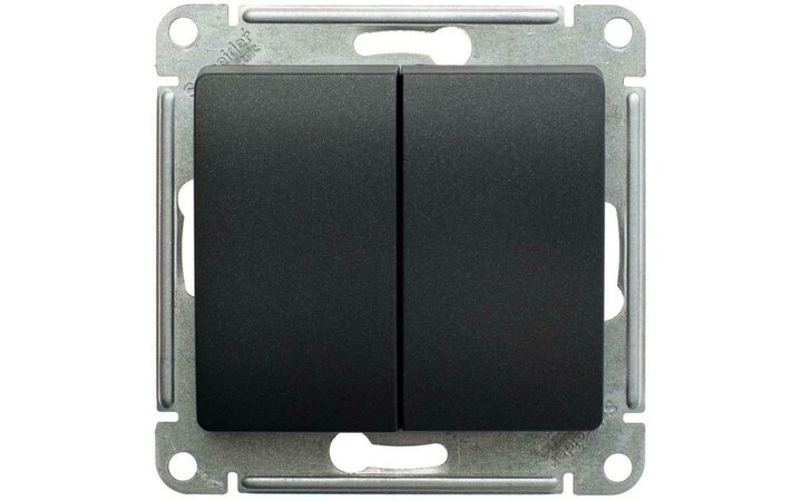 фото - Переключатель проходной 2-кл. СП Glossa 10А IP20 (сх. 6) 10AX механизм антрацит SE GSL000765