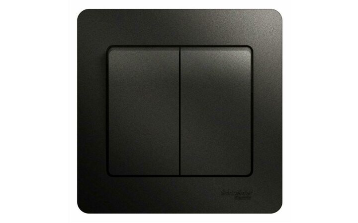 фото - Выключатель 2-кл. СП Glossa 10А IP20 (сх. 5) 10AX в сборе антрацит SE GSL000752