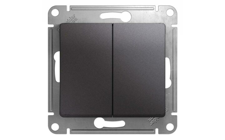 фото - Переключатель проходной 2-кл. СП Glossa 10А IP20 (сх. 6) 10AX механизм графит SE GSL001365