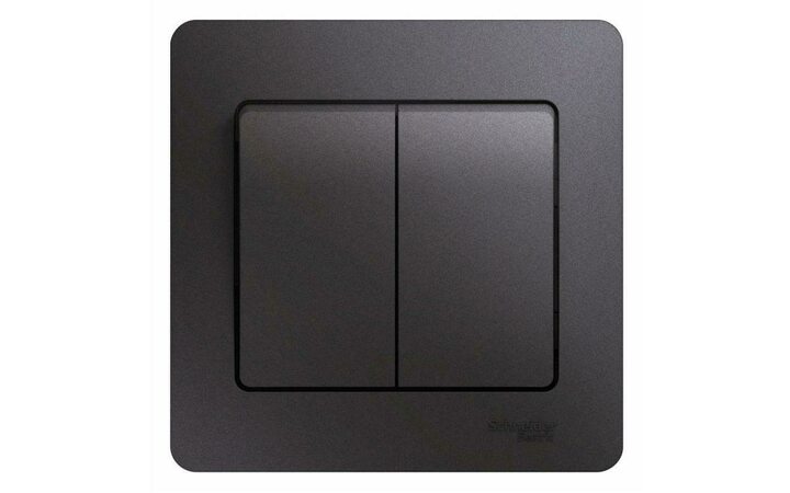 фото - Выключатель 2-кл. СП Glossa 10А IP20 (сх. 5) 10AX в сборе графит SE GSL001352