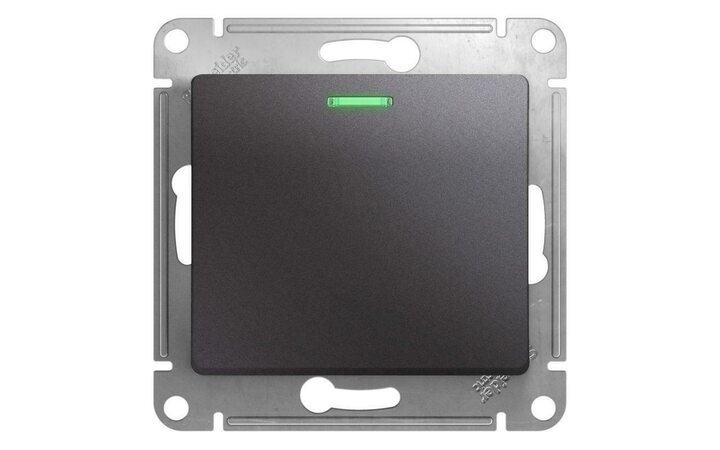 фото - Выключатель 1-кл. СП Glossa 10А IP20 (сх. 1а) 10AX с подсветкой механизм графит SE GSL001313