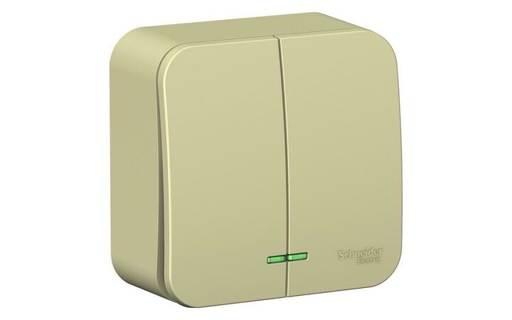 фото - Выключатель 2-кл. ОП Blanca 10А IP20 (сх. 5) 250В с подсветкой с изолир. пластиной беж. SE BLNVA105117