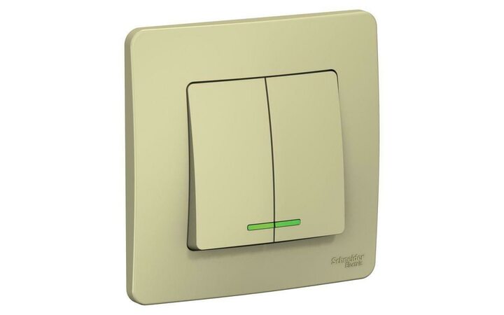 фото - Выключатель 2-кл. СП Blanca 10А IP20 (сх. 5) 250В с подсветкой беж. SE BLNVS010517