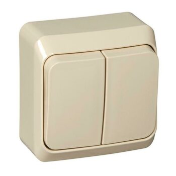 фото - Выключатель 2-кл. ОП Этюд 10А IP20 крем. SE BA10-002K