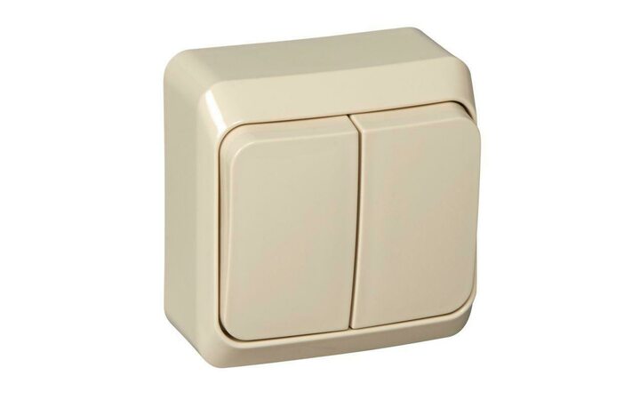 фото - Выключатель 2-кл. ОП Этюд 10А IP20 крем. SE BA10-002K