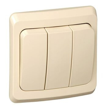 фото - Выключатель 3-кл. СП Этюд 10А IP20 крем. SE BC10-003K