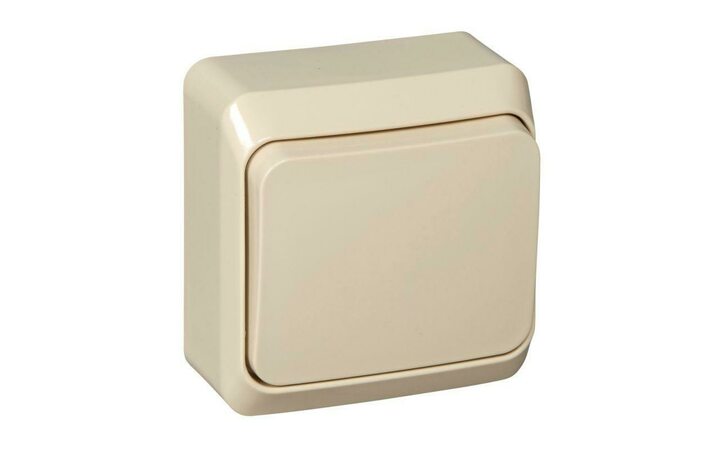 фото - Переключатель проходной 1-кл. ОП Этюд 10А IP20 крем. SE BA10-004K