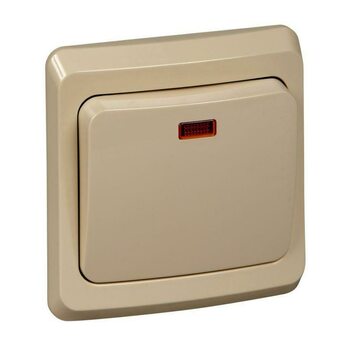 фото - Выключатель 1-кл. СП Этюд 10А IP20 с подсветкой крем. SE BC10-005K