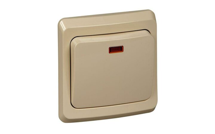 фото - Выключатель 1-кл. СП Этюд 10А IP20 с подсветкой крем. SE BC10-005K