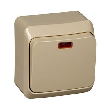 фото - Выключатель 1-кл. ОП Этюд 10А IP20 с подсветкой крем. SE BA10-005K