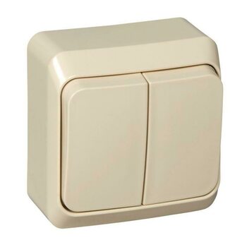 фото - Выключатель 2-кл. ОП Этюд 10А IP20 с подсветкой крем. SE BA10-006K