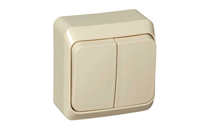 фото - Выключатель 2-кл. ОП Этюд 10А IP20 с подсветкой крем. SE BA10-006K