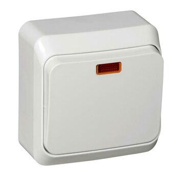 фото - Переключатель проходной 1-кл. ОП Этюд 10А IP20 с подсветкой бел. SE BA10-007B