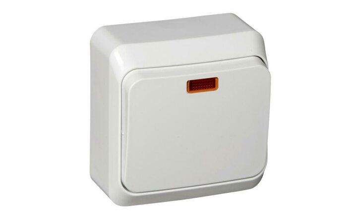 фото - Переключатель проходной 1-кл. ОП Этюд 10А IP20 с подсветкой бел. SE BA10-007B