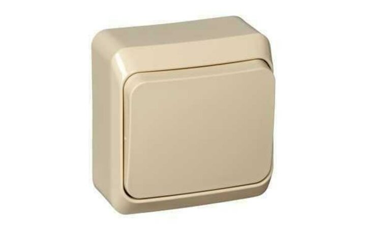 фото - Выключатель кнопочный 1-кл. ОП Этюд 10А IP20 с самовозвратом крем. SE KA10-001K