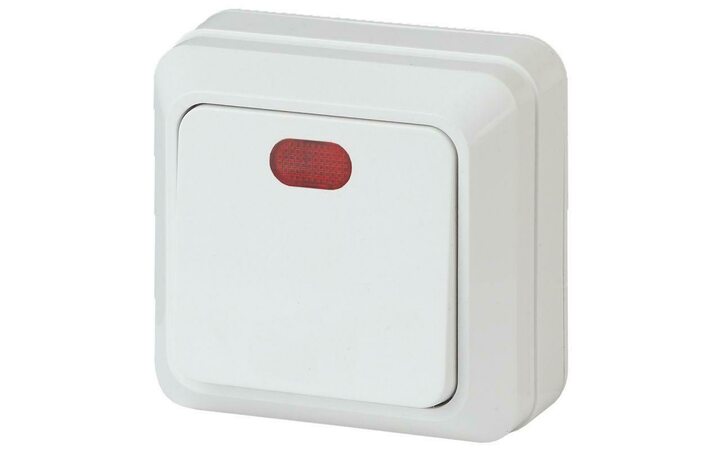 фото - Выключатель 1-кл. ОП Quadro 10А IP20 2-102-01 250В с подсветкой бел. Intro Б0027634