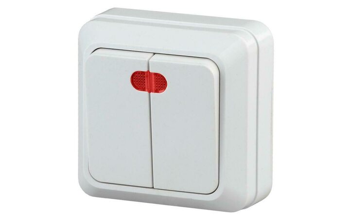 фото - Выключатель 2-кл. ОП Quadro 10А IP20 2-105-01 250В с подсветкой бел. Intro Б0027643