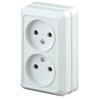 Розетка 2-м ОП Quadro 2-203-01 16А IP20 250В 2х2P бел. Intro Б0027652