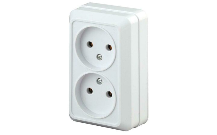 фото - Розетка 2-м ОП Quadro 2-203-01 16А IP20 250В 2х2P бел. Intro Б0027652