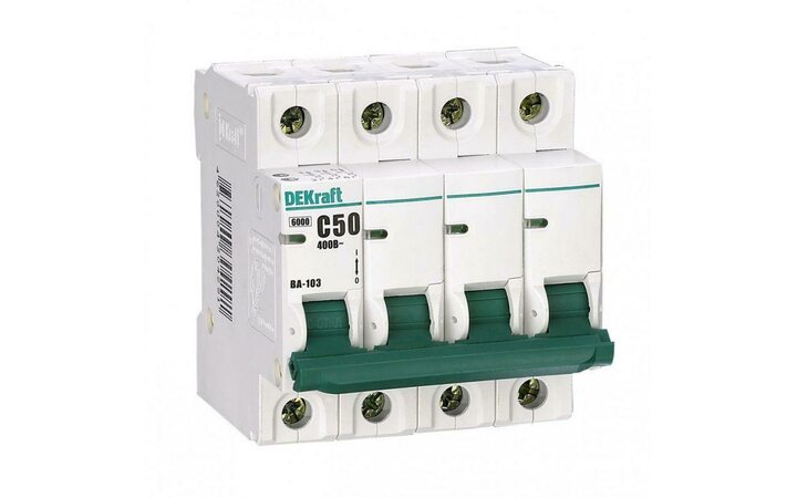 фото - Выключатель автоматический модульный 4п C 10А 6кА ВА-103 DEKraft 12104DEK