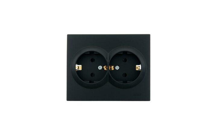 фото - Розетка 2-м СП VESNA с заземл. со шторками ПБТ черн. бархат LEZARD 742-4200-178B