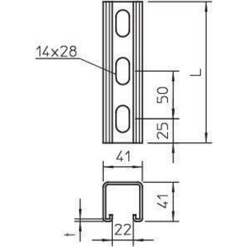 фото - Профиль 41х41 L3000 MS 41LS 3M FT гор. оцинк. OBO 1122483