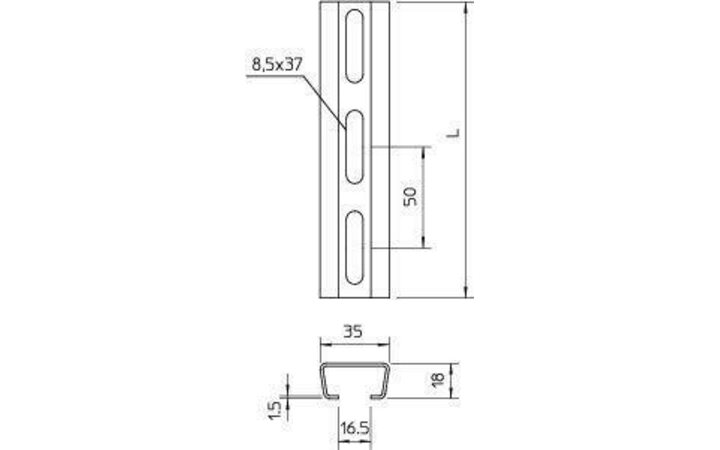 фото - Профиль перфорированный 35х18 L500 1.5мм 2068 L 500 FT гор. оцинк. OBO 1119687