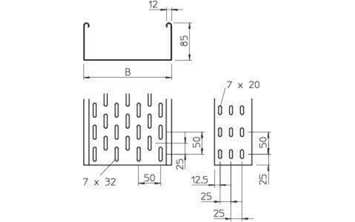 фото - Лоток листовой перфорированный 300х85 L3000 сталь 1.5мм SKS 830 FT OBO 6058663