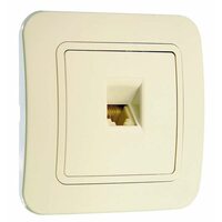 Розетка телефонная 1-м СП Lillium 16А IP20 евро стандарт крем./крем. Makel 70214
