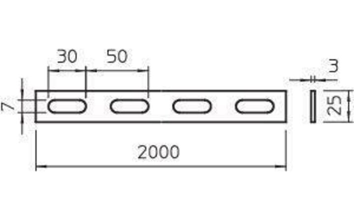 фото - Профиль боковой перфорир. 25х3 L2000 SLH 42 FT гор. оцинк. OBO 7103611