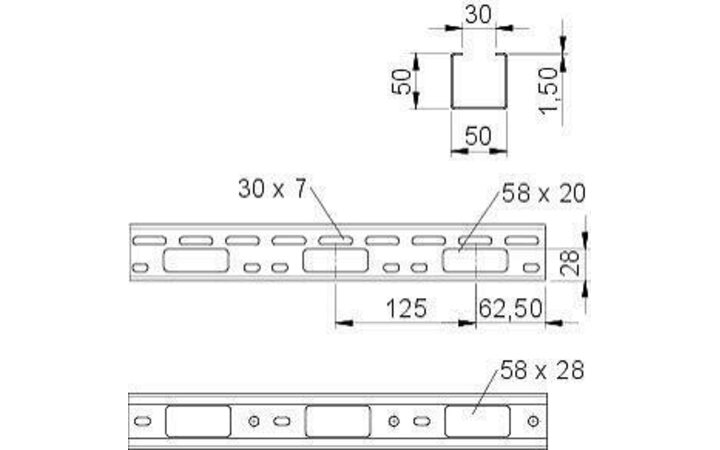фото - Мини-канал 50х50 L3000 сталь 1.5мм AZK 050 FT OBO 6075142
