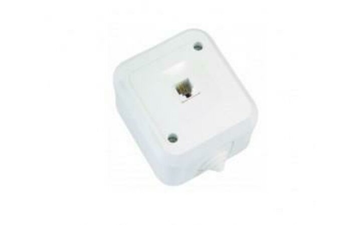 фото - Розетка телефонная 1-м ОП 16А IP44 евро стандарт п/герм. бел. Makel 18314