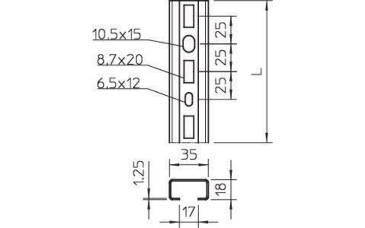 фото - Рейка профильная 35х18 L500 1268 L 500 FS OBO 1104306