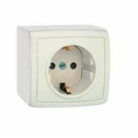 Розетка 1-м ОП Елизавета РА16-164 защ. шторки с заземл. бел. Кунцево 6406