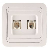Розетка телефонная 2-м СП Mimoza 16А IP20 бел./бел. Makel 12034