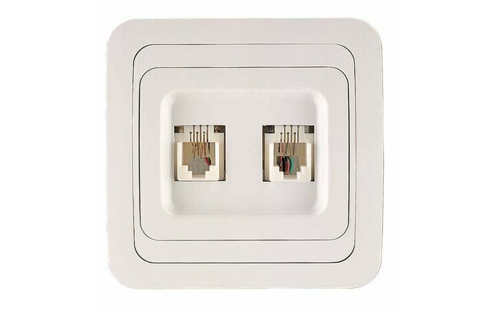 фото - Розетка телефонная 2-м СП Mimoza 16А IP20 бел./бел. Makel 12034