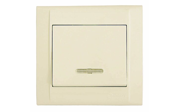 фото - Выключатель 1-кл. СП Defne 10А IP20 с подсветкой крем. Makel 42010021