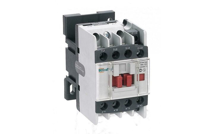 фото - Контактор КМ-103 12А кат. 24В AC 1НО+1НЗ AC-3 DEKraft 22105DEK