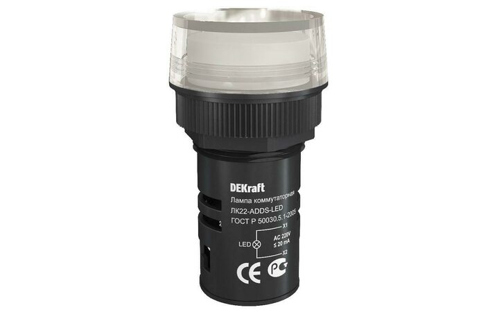 фото - Лампа коммутационная ADDS ЛК-22 d22мм 220В бел. LED DEKraft 25001DEK