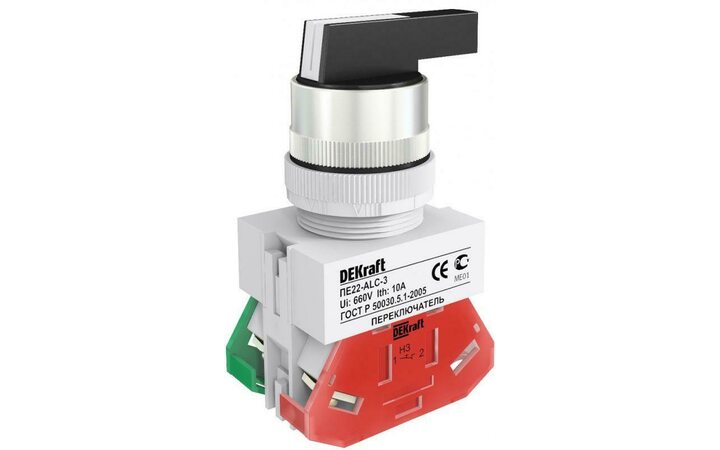 фото - Переключатель на 3 положения I-O-II ПЕ-22 с фиксацией удлинен. ручка DEKraft 25056DEK