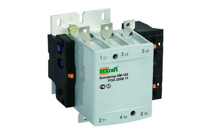 фото - Контактор КМ-103 115А кат. 220В AC 1НО+1НЗ AC-3 DEKraft 22150DEK